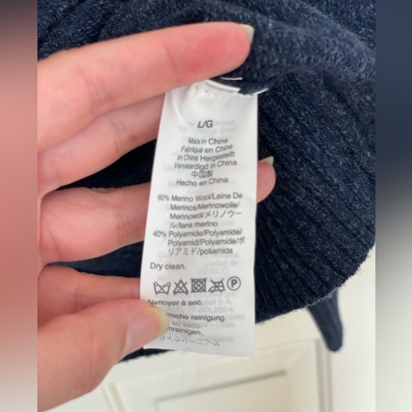 J.Crew blue merino wool blend half zip sweater | L - Picture 7 of 7